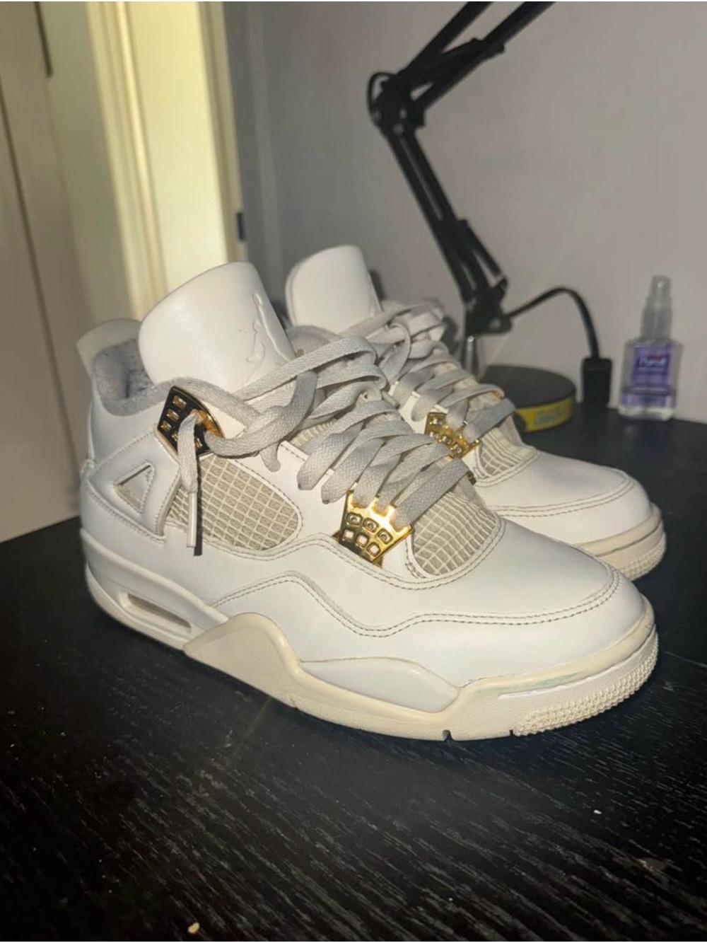 Nike Women’s White Sneakers with Gold Accents